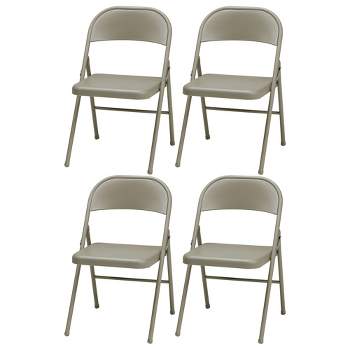 MECO Sudden Comfort All Steel Folding Chair Set with Steel Frame and Contoured Backrest for Indoor or Outdoor Events, Chicory Lace (Set of 4)