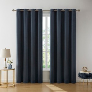HLC.ME Sawyer Premium Luxurious Lush Velvet Soft Light Filtering Grommet Window Drapery Curtains - Set of 2 - 1 of 4