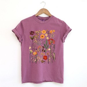 Simply Sage Market Women's Vintage Pressed Flowers Short Sleeve Garment Dyed Tee - 1 of 4