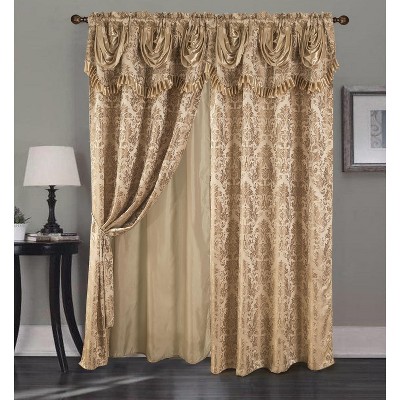 Ramallah Trading Sparta Jacquard 54 x 84 in Double Rod Pocket Curtain Panel w/ Attached 18 in Valance