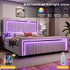 AMERLIFE Upholstered Platform LED Bed Frame with 4 Storage Drawers, Adjustable Headboard with Vertical Channel Design - 4 of 4