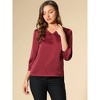INSPIRE CHIC Women's V Neck 3/4 Sleeve Casual Office Work Satin Blouses - 2 of 4