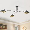 Dewdrop 3-Light Modern Chandelier Black Metal Ceiling Light Fixture with Gold Shade for Dining Room Living Room - 2 of 4