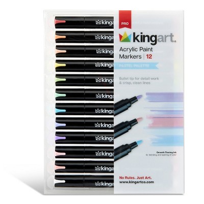 KINGART PRO Acrylic Paint Markers 12 Pastel Colors