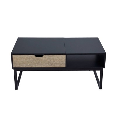 Bryson 42" Two-Tone Wood & Metal Lift-Top Coffee Table with Storage