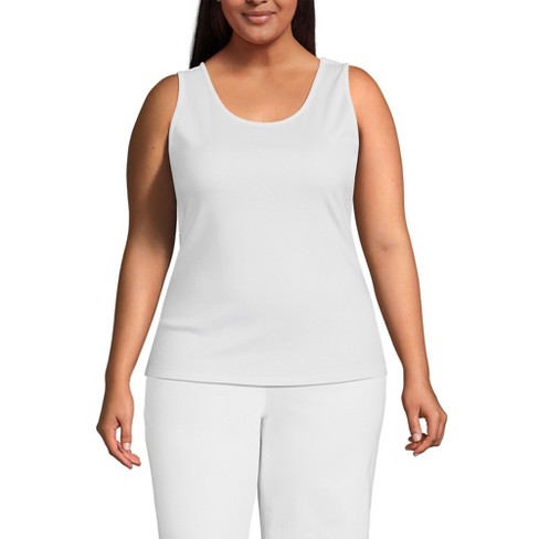 Lands End Women s Plus Size Cotton Tank Top 2x White Target