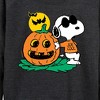 Women's - Peanuts - Snoopy Joe Cool Halloween Pumpkin Lightweight French Terry Wide Neck Long Sleeve Shirt - 2 of 4