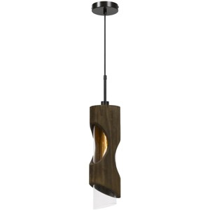 Cal Lighting 60W Zamora Wood Pendant With Clear Glass Shade (Edison Bulb Not included) - 1 of 2