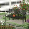 Outsunny 50" Garden Park Bench, Slatted Steel Outdoor Decorative Loveseat for Patio Lawn - 2 of 4