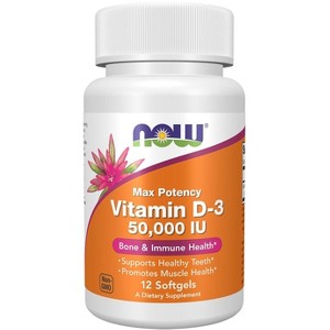 Vitamin D-3 50,000 IU by Now Foods  -  12 Softgel - 1 of 1