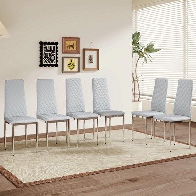 Sapphtopaz Modern Dining Chairs Set with Diamond Quilted High-Back PU Leather Dining Chair with Metal Legs Kitchen Chair for Dining Room