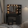 Makeup Vanity Desk and Stool, Vanity Desk with Lights in 3 Colors, Vanity Table Set with Charging Station, Drawers and Hidden Storage Shelves - 4 of 4