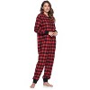 Ashford & Brooks Women's Flannel Hooded One Piece Pajama Union Jumpsuit - 3 of 4