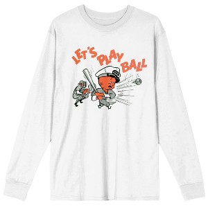 Dr. Pepper Let's Play Ball Crew Neck Long Sleeve Men's White Tee - 1 of 3
