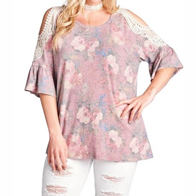 Women's Floral Crochet Washed Top - Oddi