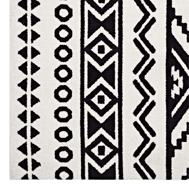 Modway Haku Geometric 8x10 Area Rug With Contemporary Design In Black and White, 2 of 8