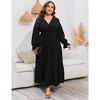 Womens Plus Size V Neck Wrap Maxi Dress High Waist Ruffle Summer Casual Dress with Belt - 2 of 4