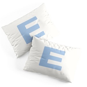 Deny Designs Standard April Lane Art Block Blue Monogram E Microfiber Printed Pillow Sham - 1 of 3