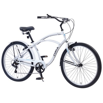 Infurnic Bicycles, 7 Speed Bicycles, Beach Cruiser Bike with Wide Wheels, Silver, 69.29"*28.32"*43.2"