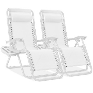Best Choice Products Set of 2 Zero Gravity Lounge Chair Recliners for Patio, Pool w/ Cup Holder Tray - 1 of 4