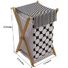 Bacati - Dots/Pin Stripes Black/White Laundry Hamper with Wooden Frame - 2 of 4