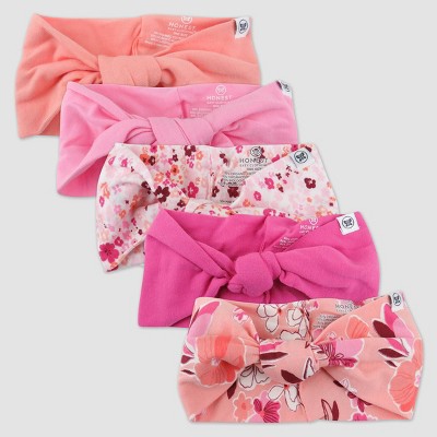 Image of Honest Baby Organic Cotton 5pk Bow Headbands - Pink