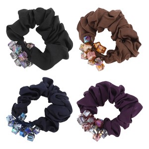 Unique Bargains Cube Faux Crystal Hair Rope Multicolored 4 Pcs - 1 of 3
