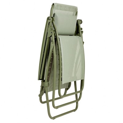 Moss Green Steel Frame Zero Gravity Lounger with Cushions