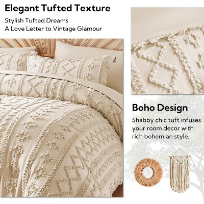 Der Rose BALHAM TRADE-Queen Comforter Set Tufted Boho Farmhouse 7 Piece Bed in a Bag for All Seasons Beige-Queen 88"x88" — фото 5