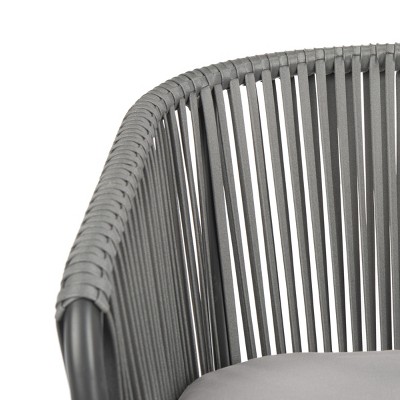 Matteo Gray Rope Arm Dining Chairs with Cushions, Set of 2