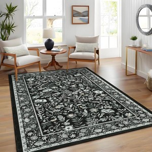 Coucheta Washable Runner Rug , Non-Slip Vintage Floral Bath Rug, Low Pile Stain Resistant Carpet for Bedroom Hallway, Multi-Color & Size - 1 of 4
