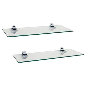 (Set of 2) 16" x 6" Floating Glass Shelves with Brackets - Danya B.