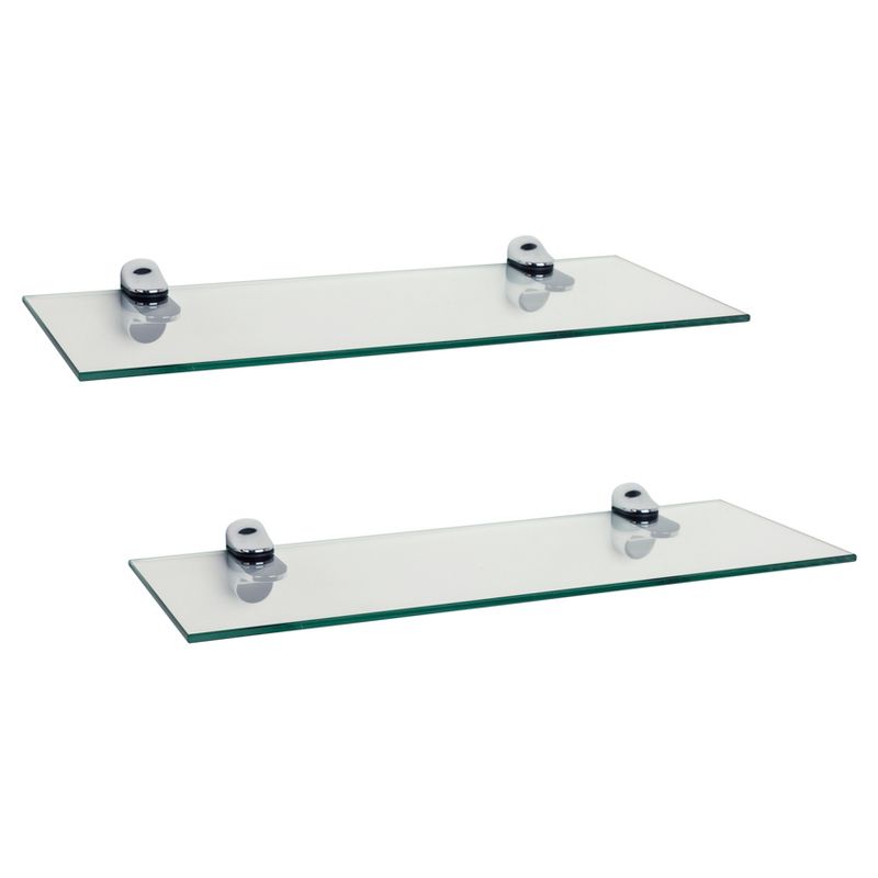 (Set of 2) 16" x 6" Floating Glass Shelves with Brackets - Danya B., 1 of 6