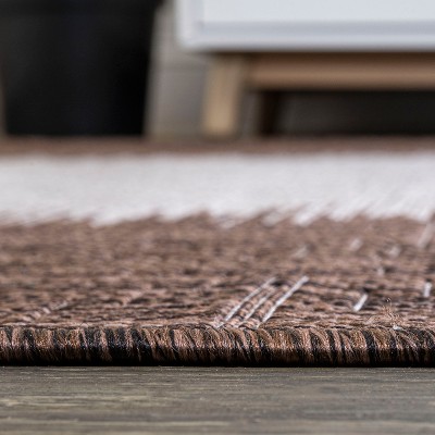 Coastal Cottage Strie Effect Brown/Beige Synthetic Area Rug 5x8