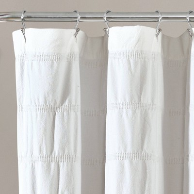 White Waffle Stripe Cotton Shower Curtain 72" x 72"