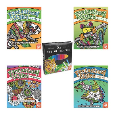 MindWare Fantastical Styles Coloring Books With Free Markers - Coloring Books - 5 Pieces