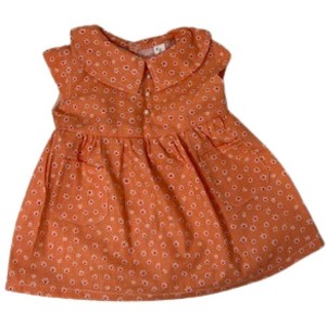 Doll Clothes Superstore Handmade Tangerine Print Dress for 15–16 Inch Cabbage Patch Kids – Cap Sleeves, Gathered Skirt & Pearl Button Detail - 1 of 4