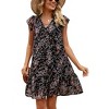 Clearlove Women's Babydoll Mini Dress Summer V Neck Sleeveless Flutter Sleeve Boho Floral Flowy Shift Short Dress. - 3 of 4