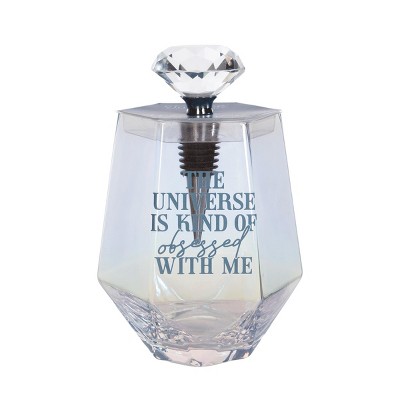 Totalee Gift The Universe Glass w/ Stopper Set of 2 Glass Clear 18 oz