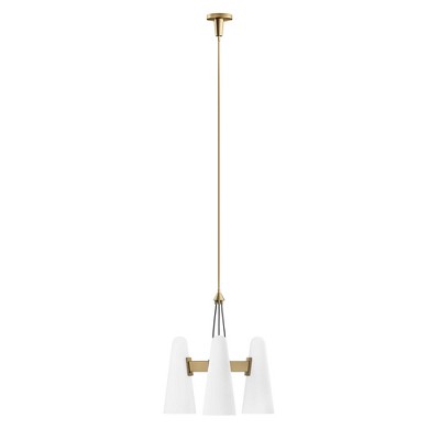 Opal Satin Brass 3-Light Pendant with Glass Shades