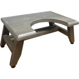 8" SerenityPoo Teak Wood Ergonomic Toilet Stool Light Gray - CoastalVogue: Durable Bathroom Step, 5-Year Warranty - 1 of 4