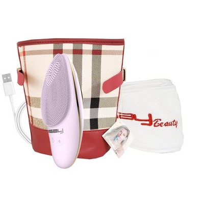 LINSAY Facial Cleansing Brush with LED Face Therapy Bundle with USB Cable, Headband and Cosmetic Bag