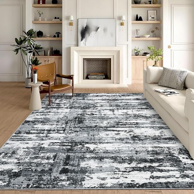 Abstract Rug,Washable Low-Pile Non-Slip Throw Carpet for Living Room,Bedroom,Dining Room,Office,Stain-Resistant,Non-Shedding,Foldable