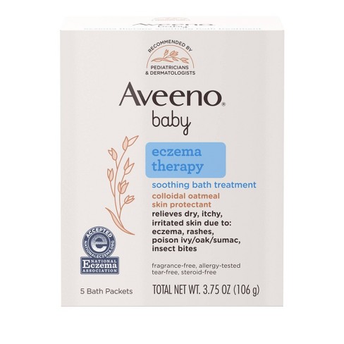 Aveeno Baby Eczema Therapy Soothing Oatmeal Bath Treatment for Relief of Dry, Itchy Skin - 3.75oz - 5ct - image 1 of 4
