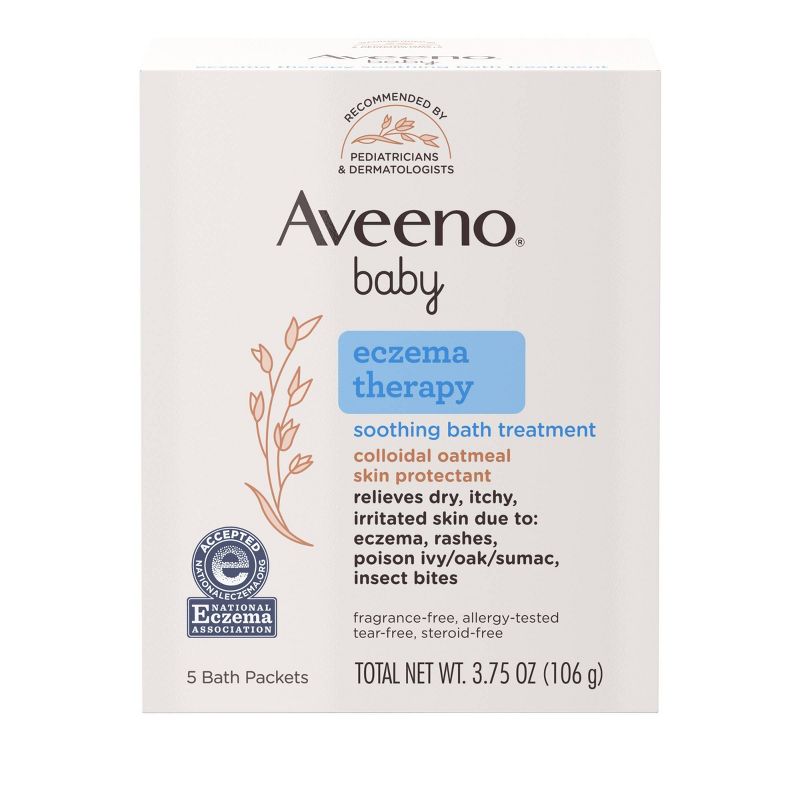Aveeno Baby Eczema Therapy Soothing Oatmeal Bath Treatment for Relief of Dry, Itchy Skin - 3.75oz - 5ct, 1 of 11