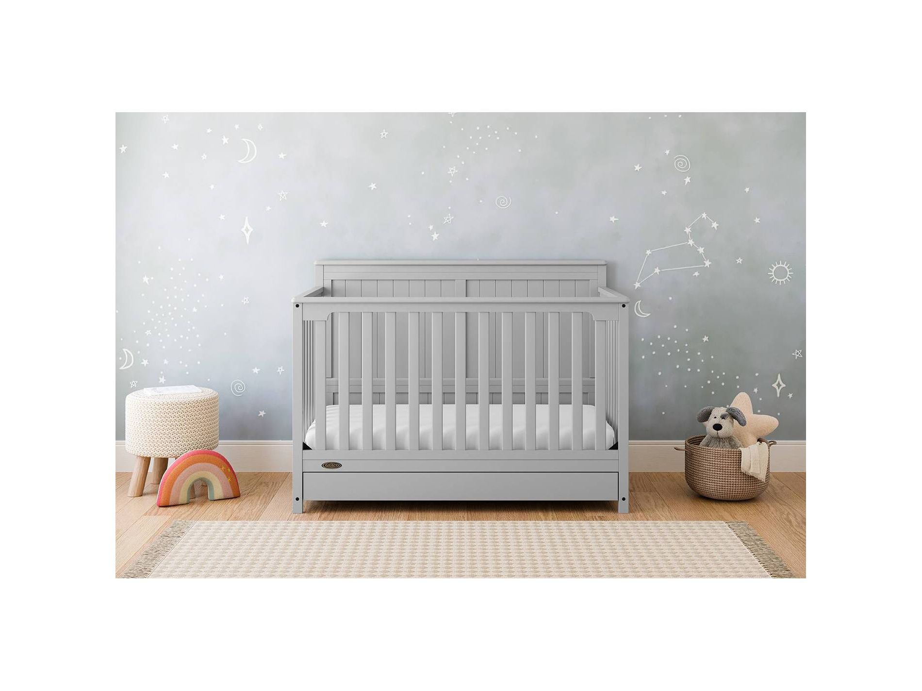 Graco Hadley 5-in-1 Convertible Crib with Drawer - Pebble Gray