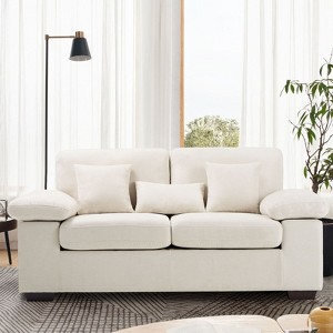 COLAMY 73" Loveseat Sofa Couches with 3 Pillows for Living Room, Bedroom-Beige - 1 of 4