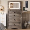 AMERLIFE 3-in-1 Makeup Vanity with Sliding Stool, Fold-up Panel and with Adjustable LED Light - 3 of 4