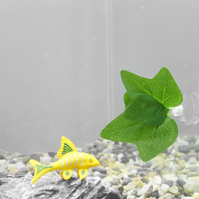 Unique Bargains Betta Fish Leaf Pad Hammock Plants for Fish Tank Green 3.27"x2.76", 5 of 7