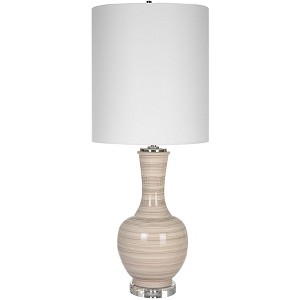 Uttermost Modern Table Lamp 33 1/4" Tall Taupe Tan Charcoal Ceramic White Linen Drum Shade for Living Room Bedroom House Bedside - 1 of 1